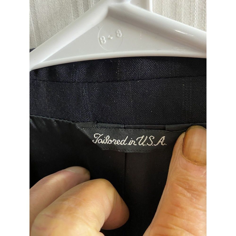 Vintage Cricketeer 2 Piece Suit Black Striped 46R Pants 37x29 Wool USA - Picture 6 of 16